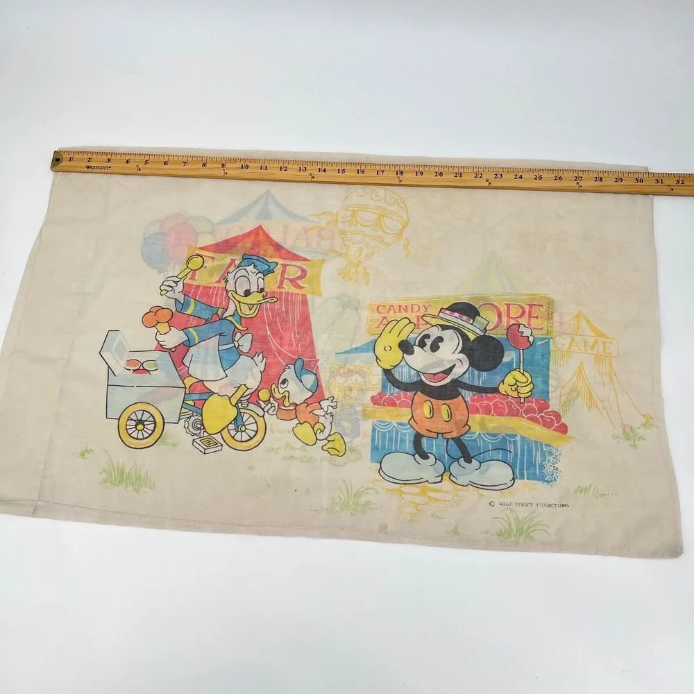Vintage Disney Mickey Mouse, Donald, Minnie, Goofy, Huey and Dewey Pillowcase